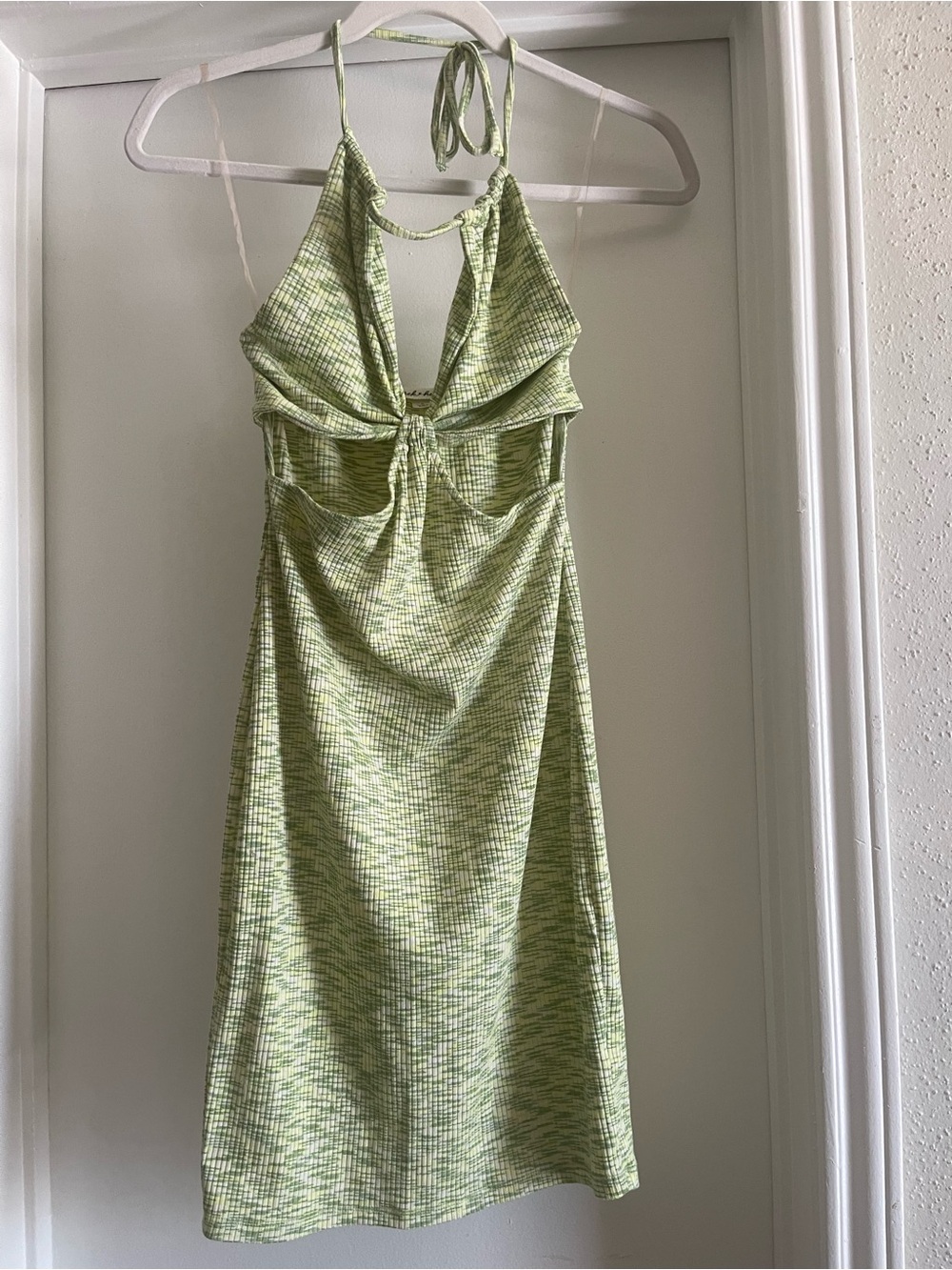 Derek Heart Green Tie-Front Halter Midi Dress